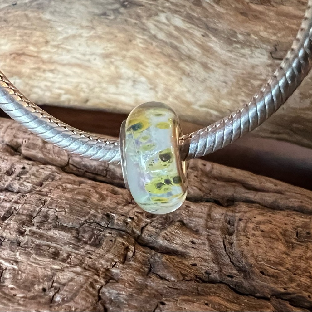 New Authentic Chamilia Charm Whimsical Sea Murano Bead Silver Yellow Green White